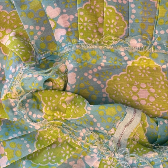 Vintage 60/70’s  Green Blue Drop Waist Dress Midi Mod Flower Power Girls Size - Picture 6 of 9